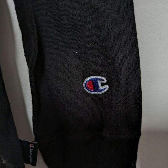 Champion Black Long Sleeve Hooded Shirt, 100% Cotton Mens Xtra Large - Picture 3 of 10